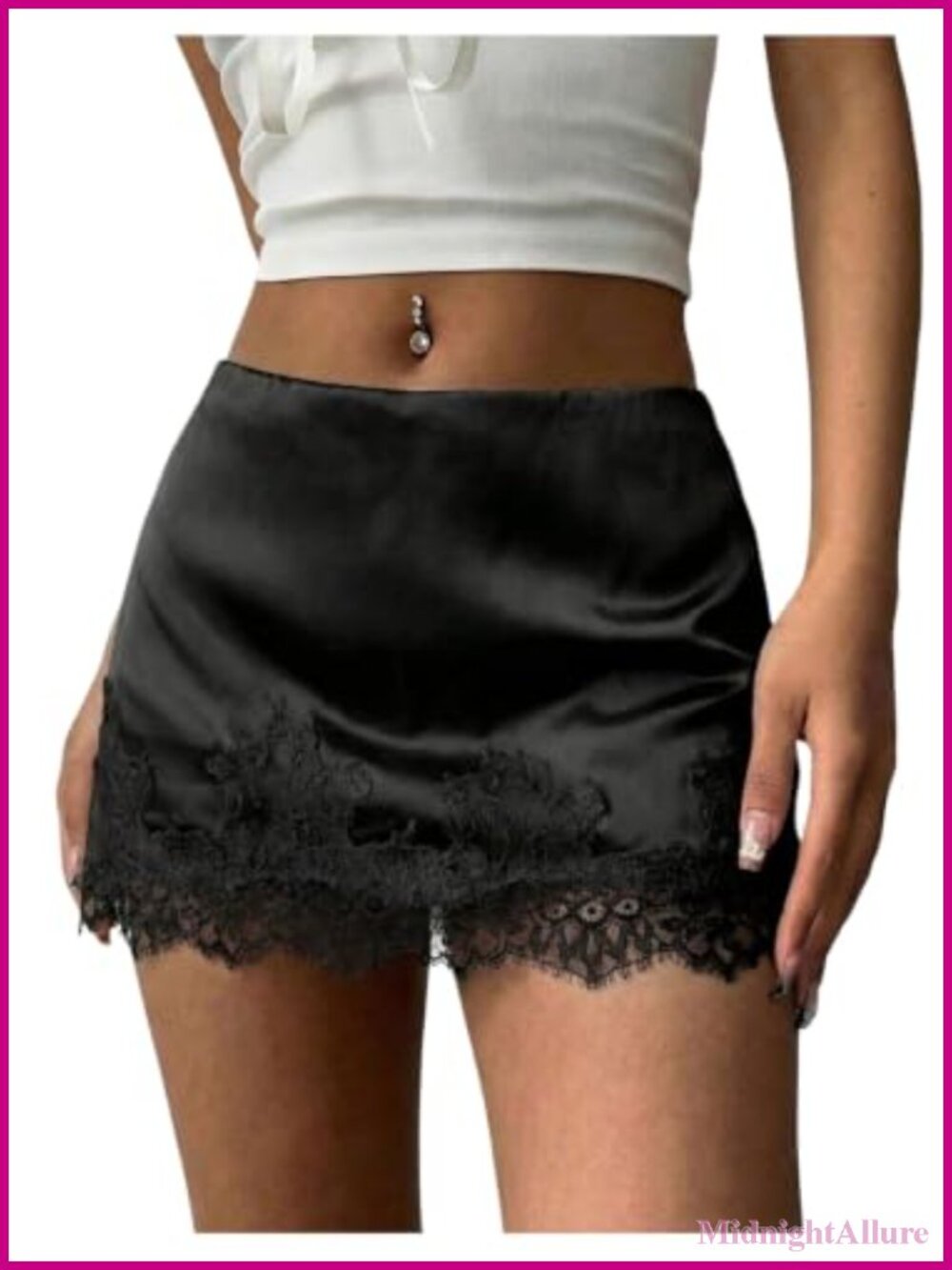 Satin Lace Patchwork Mini Skirt Y2K Low Rise Party
